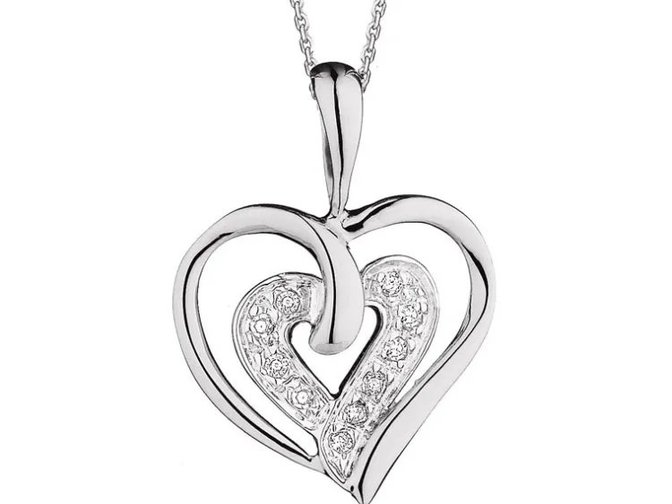 Apart Zawieszka z białego złota z diamentami - serca - 0,02 ct - próba 585< Zawieszki