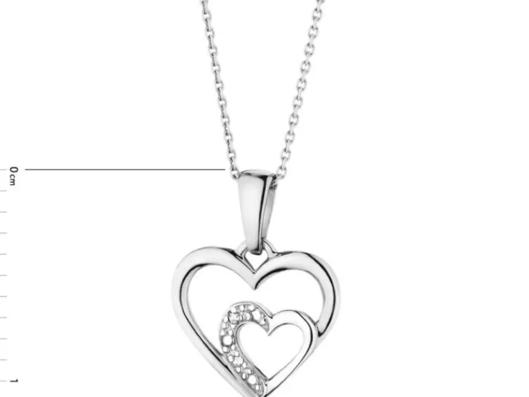 Apart Zawieszka z białego złota z diamentami - serca - 0,004 ct - próba 585< Zawieszki