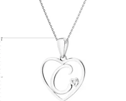 Apart Zawieszka z białego złota z diamentem - litera C, serce - 0,005 ct - próba 585< Zawieszki