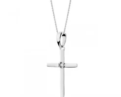 Apart Zawieszka z białego złota z brylantem - krzyż - 0,008 ct - próba 375< Zawieszki