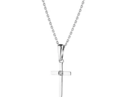 Hot Apart Zawieszka z białego złota z brylantem - krzyż - 0,006 ct - próba 585