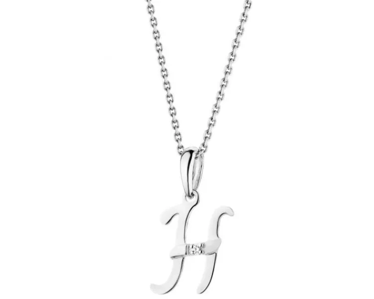 Apart Zawieszka z białego złota z diamentem - litera H - 0,004 ct - próba 585< Zawieszki
