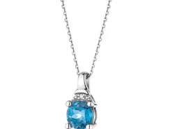 Apart Zawieszka z białego złota z diamentem i topazem London Blue - próba 375< Zawieszki