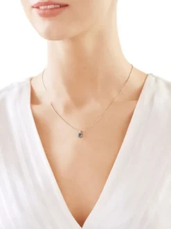 Apart Zawieszka z białego złota z diamentem i topazem London Blue - próba 375< Zawieszki