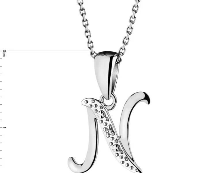 Apart Zawieszka z białego złota z diamentem - litera N - 0,003 ct - próba 585< Zawieszki