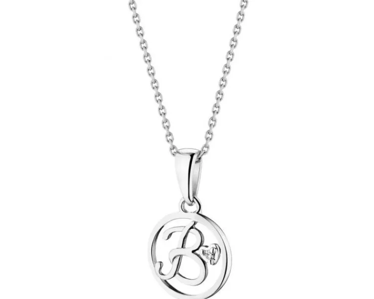 Apart Zawieszka z białego złota z diamentem - litera B - 0,003 ct - próba 585< Zawieszki