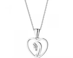 Apart Zawieszka z białego złota z diamentami - medalik Matka Boska, serce - 0,006 ct - próba 375< Zawieszki