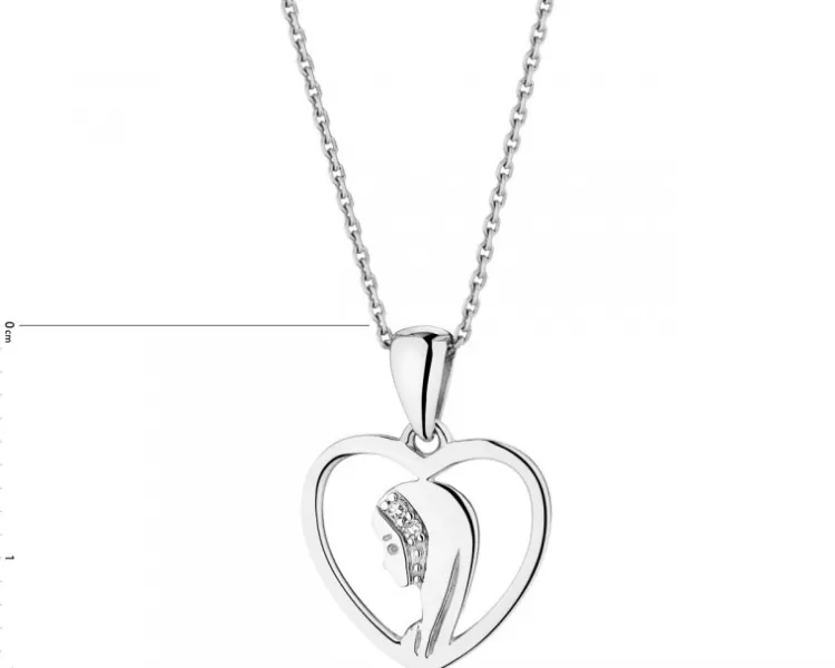 Apart Zawieszka z białego złota z diamentami - medalik Matka Boska, serce - 0,006 ct - próba 375< Zawieszki