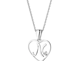 Apart Zawieszka z białego złota z diamentem - litera N, serce - 0,005 ct - próba 585< Zawieszki