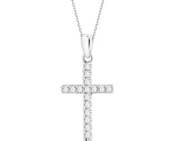 Sale Apart Zawieszka z białego złota z brylantami laboratoryjnymi - krzyż - 0,22 ct - próba 585