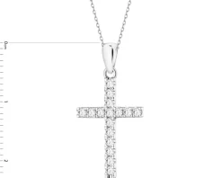 Sale Apart Zawieszka z białego złota z brylantami laboratoryjnymi - krzyż - 0,22 ct - próba 585