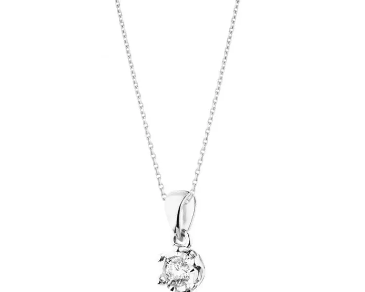 Apart Zawieszka z białego złota z brylantem - 0,10 ct - próba 585< Zawieszki