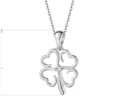 Outlet Apart Zawieszka z białego złota z brylantem - koniczyna - 0,01 ct - próba 375