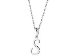 Apart Zawieszka z białego złota z diamentem - litera S - 0,004 ct - próba 585