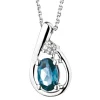 Apart Zawieszka z białego złota z diamentem i topazem London Blue - próba 375< Zawieszki