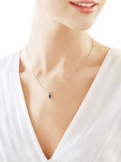 Apart Zawieszka z białego złota z diamentem i topazem London Blue - próba 375< Zawieszki