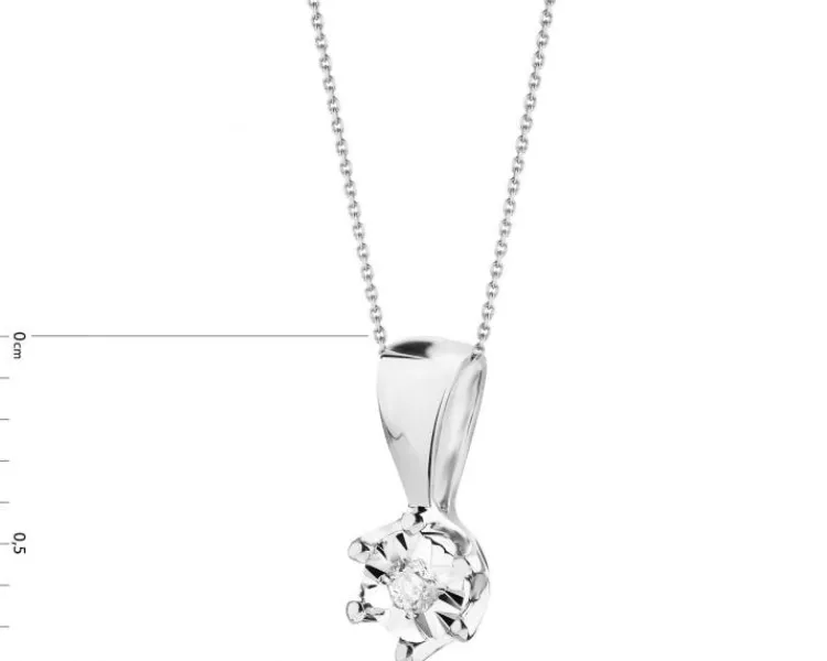 Outlet Apart Zawieszka z białego złota z brylantem - 0,01 ct - próba 375