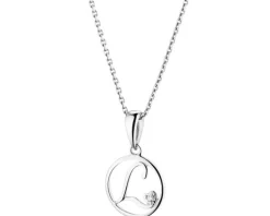 Apart Zawieszka z białego złota z diamentem - litera L - 0,003 ct - próba 585< Zawieszki