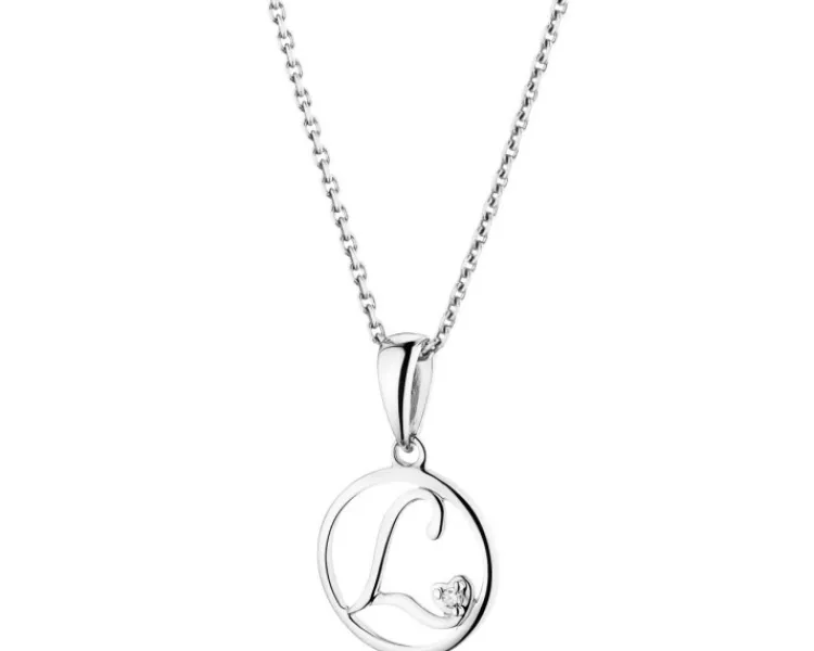 Apart Zawieszka z białego złota z diamentem - litera L - 0,003 ct - próba 585< Zawieszki