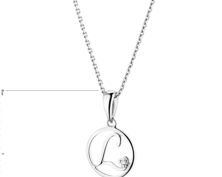 Apart Zawieszka z białego złota z diamentem - litera L - 0,003 ct - próba 585< Zawieszki