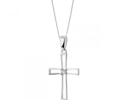 Hot Apart Zawieszka z białego złota z diamentem - krzyż - 0,003 ct - próba 585