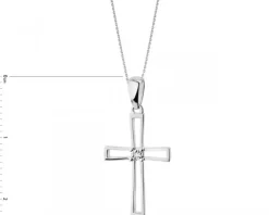 Hot Apart Zawieszka z białego złota z diamentem - krzyż - 0,003 ct - próba 585