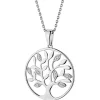 Outlet Apart Zawieszka z białego złota z diamentami - drzewko - 0,01 ct - próba 585