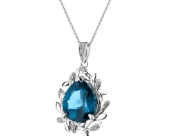 Apart Zawieszka z białego złota z diamentami i topazem London Blue - próba 585< Zawieszki