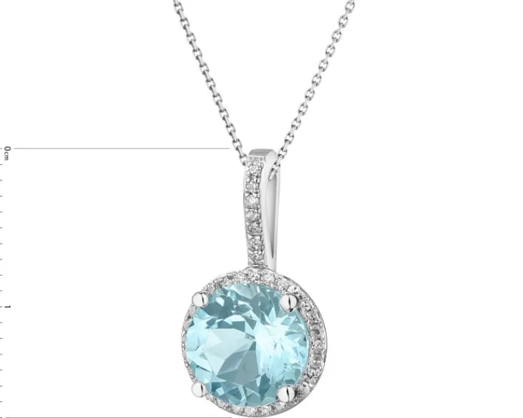 Best Apart Zawieszka z białego złota z diamentami i topazem Sky Blue - próba 585