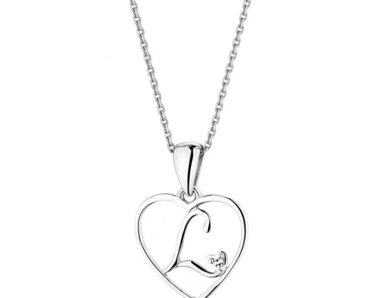 Best Apart Zawieszka z białego złota z diamentem - litera L, serce - 0,005 ct - próba 585