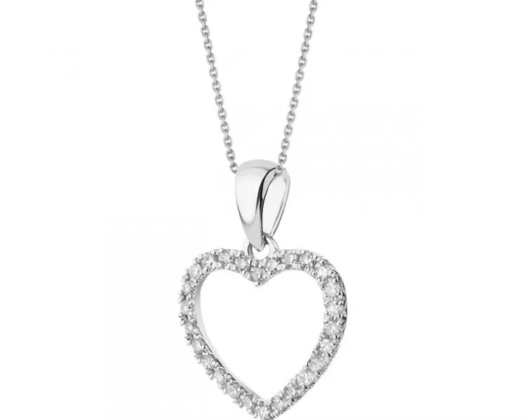 Apart Zawieszka z białego złota z diamentami - serce - 0,10 ct - próba 585< Zawieszki