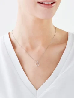 Apart Zawieszka z białego złota z diamentami - serce - 0,10 ct - próba 585< Zawieszki