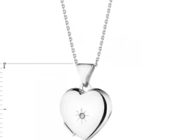 Outlet Apart Zawieszka z białego złota z diamentem - puzderko - serce - 0,005 ct - próba 375