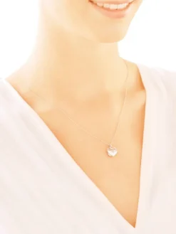 Outlet Apart Zawieszka z białego złota z diamentem - puzderko - serce - 0,005 ct - próba 375