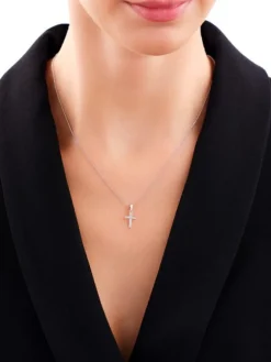 Apart Zawieszka z białego złota z diamentami - krzyż - 0,02 ct - próba 375