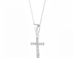 Apart Zawieszka z białego złota z diamentami - krzyż - 0,02 ct - próba 585< Zawieszki