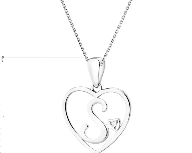 Apart Zawieszka z białego złota z diamentem - litera S, serce - 0,005 ct - próba 585< Wszystkie