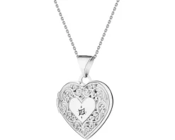 Apart Zawieszka z białego złota z diamentem - puzderko - serce - 0,005 ct - próba 585< Zawieszki
