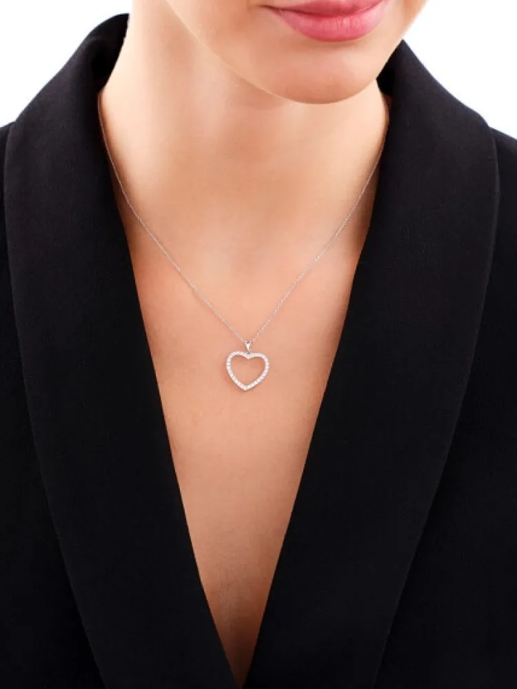 Apart Zawieszka z białego złota z brylantami - serce - 0,33 ct - próba 585< Zawieszki