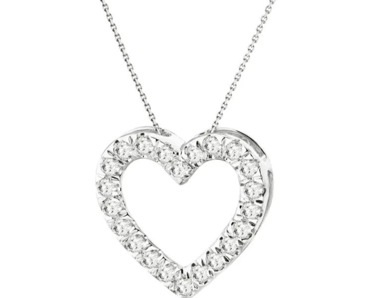 Discount Apart Zawieszka z białego złota z brylantami laboratoryjnymi - serce - 0,33 ct - próba 585