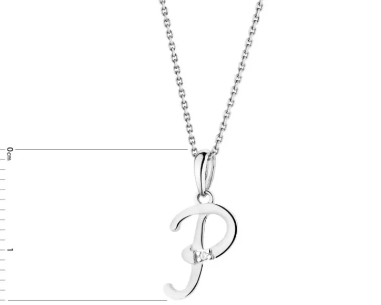 Apart Zawieszka z białego złota z diamentem - litera P - 0,004 ct - próba 585< Zawieszki