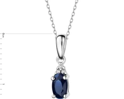 Outlet Apart Zawieszka z białego złota z diamentami i szafirem - próba 375