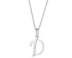 Apart Zawieszka z białego złota z diamentem - litera D - 0,004 ct - próba 585< Zawieszki