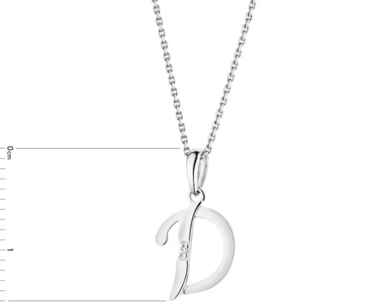 Apart Zawieszka z białego złota z diamentem - litera D - 0,004 ct - próba 585< Zawieszki