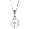 Apart Zawieszka z białego złota z diamentem - koniczyna - 0,007 ct - próba 585< Zawieszki