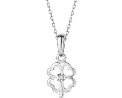 Apart Zawieszka z białego złota z diamentem - koniczyna - 0,007 ct - próba 585< Zawieszki