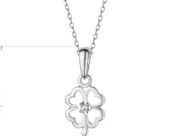 Apart Zawieszka z białego złota z diamentem - koniczyna - 0,007 ct - próba 585< Zawieszki