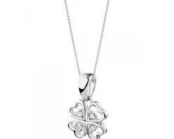 Apart Zawieszka z białego złota z diamentami - koniczyna - 0,02 ct - próba 585< Zawieszki