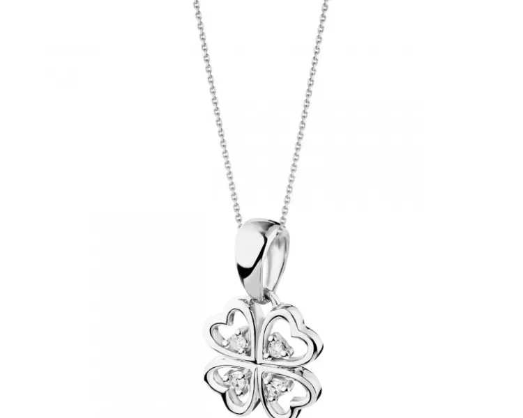 Apart Zawieszka z białego złota z diamentami - koniczyna - 0,02 ct - próba 585< Zawieszki