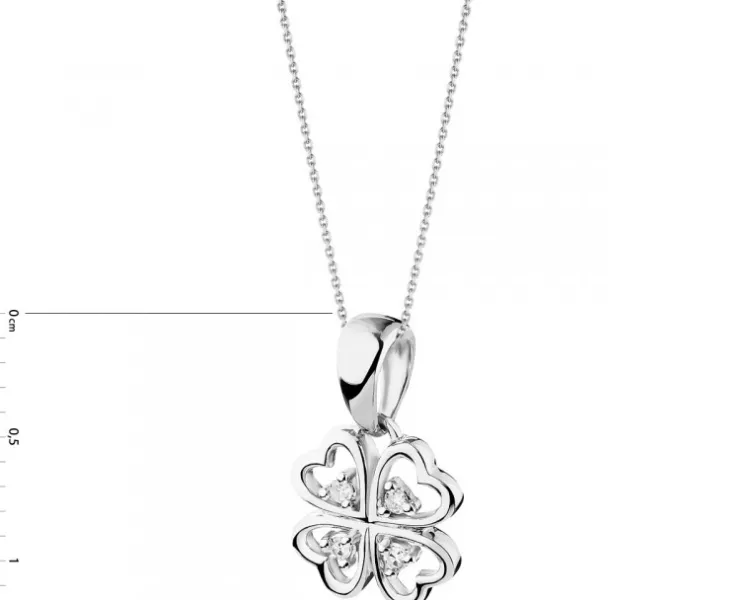 Apart Zawieszka z białego złota z diamentami - koniczyna - 0,02 ct - próba 585< Zawieszki
